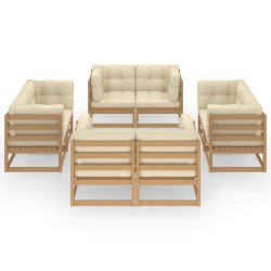 vidaXL 8-tlg. Garten-Lounge-Set mit Kissen Kiefer Massivholz
