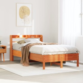 vidaXL Massivholzbett ohne Matratze Wachsbraun 90x190 cm Kiefernholz