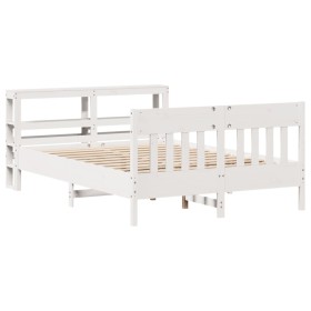 vidaXL Massivholzbett ohne Matratze Weiß 150x200 cm Kiefernholz