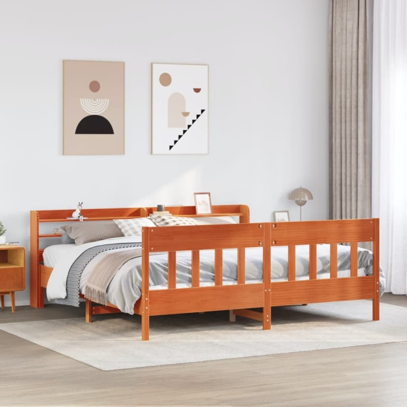 vidaXL Massivholzbett ohne Matratze Wachsbraun 180x200 Kiefernholz vidaXL Massivholzbett ohne Matratze Wachsbraun 180x200 Kiefernholz