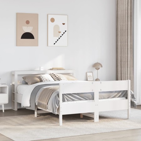 vidaXL Massivholzbett ohne Matratze Weiß 140x200 cm Kiefernholz
