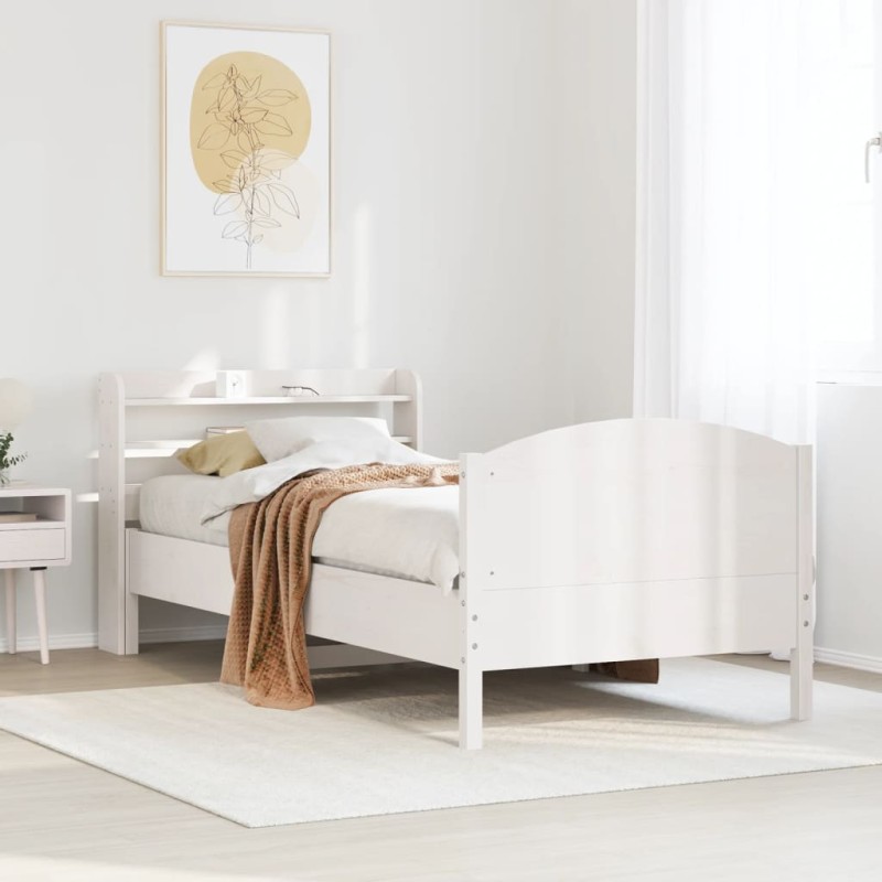 vidaXL Massivholzbett ohne Matratze Weiß 75x190 cm Kiefernholz vidaXL Massivholzbett ohne Matratze Weiß 75x190 cm Kiefernholz