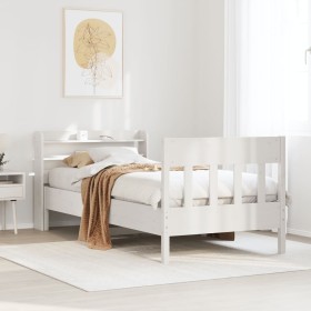 vidaXL Massivholzbett ohne Matratze Weiß 90x190 cm Kiefernholz
