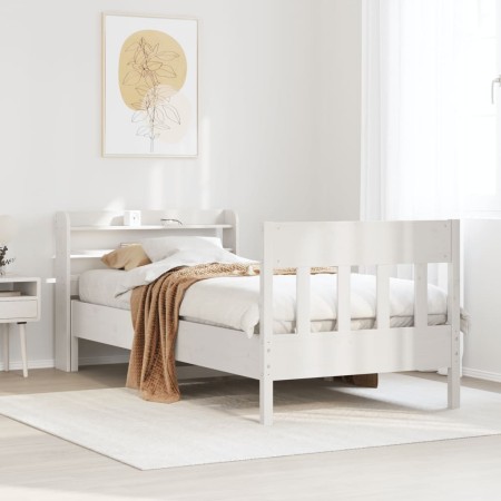 vidaXL Massivholzbett ohne Matratze Weiß 90x190 cm Kiefernholz