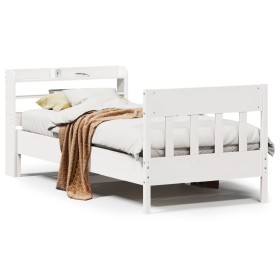 vidaXL Massivholzbett ohne Matratze Weiß 90x190 cm Kiefernholz