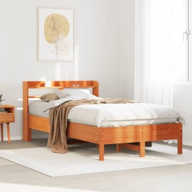 vidaXL Massivholzbett ohne Matratze Wachsbraun 100x200 Kiefernholz