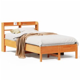 vidaXL Massivholzbett ohne Matratze Wachsbraun 100x200 Kiefernholz