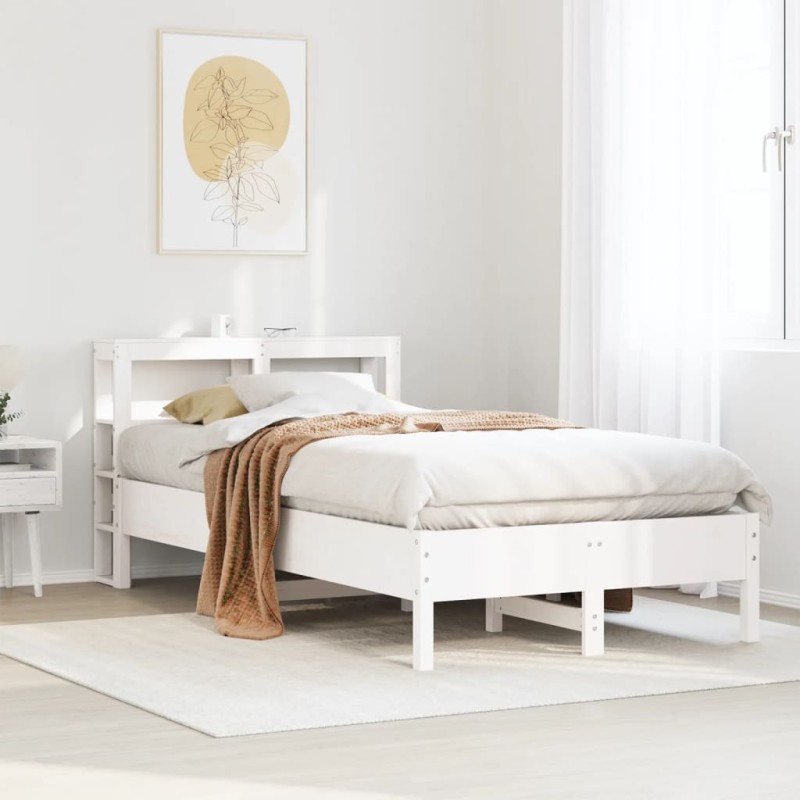 vidaXL Massivholzbett ohne Matratze Weiß 120x190 cm Kiefernholz vidaXL Massivholzbett ohne Matratze Weiß 120x190 cm Kiefernholz