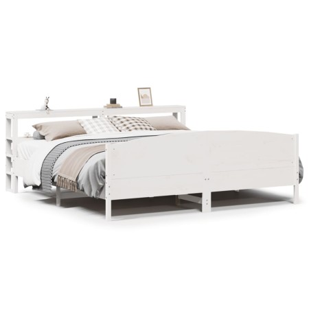 vidaXL Massivholzbett ohne Matratze Weiß 180x200 cm Kiefernholz