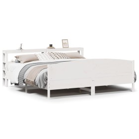 vidaXL Massivholzbett ohne Matratze Weiß 180x200 cm Kiefernholz