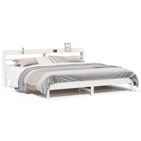 vidaXL Massivholzbett ohne Matratze Weiß 180x200 cm Kiefernholz