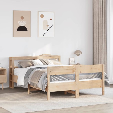 vidaXL Massivholzbett ohne Matratze 135x190 cm Kiefernholz