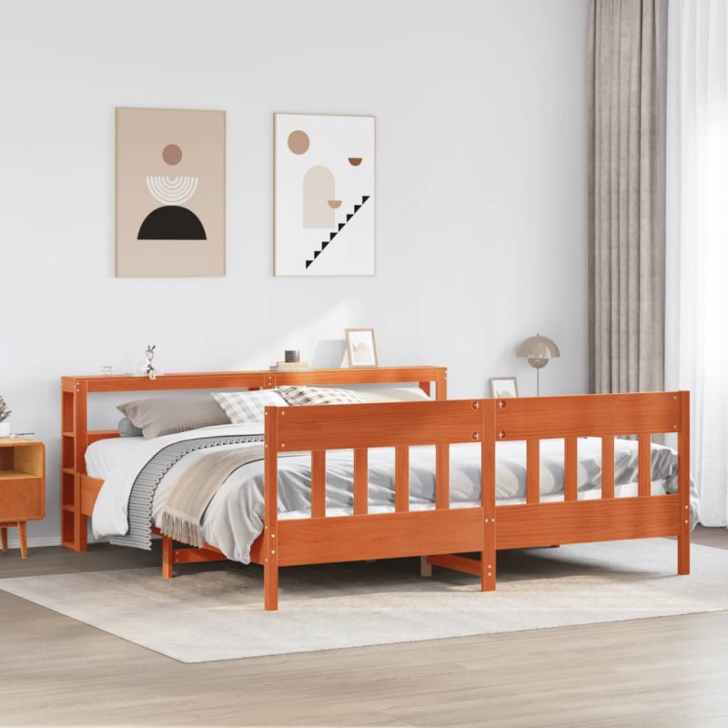 vidaXL Massivholzbett ohne Matratze Wachsbraun 180x200 Kiefernholz vidaXL Massivholzbett ohne Matratze Wachsbraun 180x200 Kiefernholz