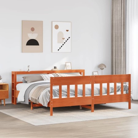 vidaXL Massivholzbett ohne Matratze Wachsbraun 180x200 Kiefernholz