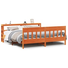 vidaXL Massivholzbett ohne Matratze Wachsbraun 180x200 Kiefernholz