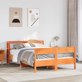 vidaXL Massivholzbett ohne Matratze Wachsbraun 120x200 cm Kiefernholz
