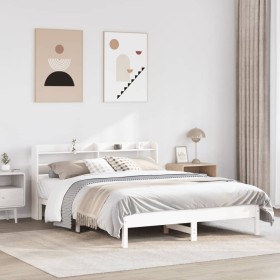 vidaXL Massivholzbett ohne Matratze Weiß 140x200 cm Kiefernholz