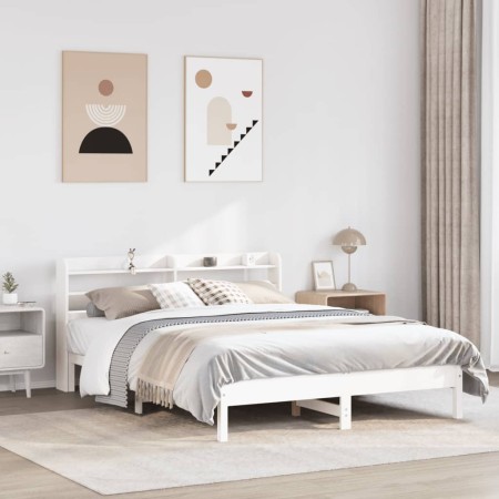 vidaXL Massivholzbett ohne Matratze Weiß 140x200 cm Kiefernholz