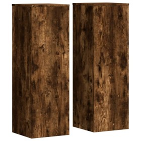 vidaXL Pflanzenständer 2 Stk. Räuchereiche 33x33x100 cm Holzwerkstoff