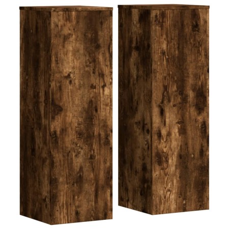vidaXL Pflanzenständer 2 Stk. Räuchereiche 33x33x100 cm Holzwerkstoff