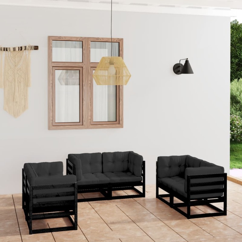 6-tlg. Garten-Lounge-Set mit Kissen Kiefer Massivholz 6-tlg. Garten-Lounge-Set mit Kissen Kiefer Massivholz