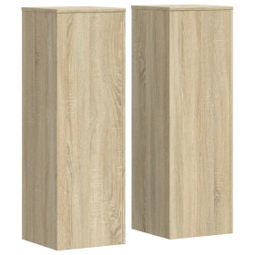 vidaXL Pflanzenständer 2 Stk. Sonoma-Eiche 33x33x100 cm Holzwerkstoff