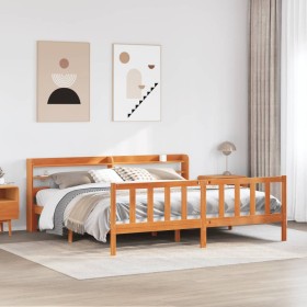 vidaXL Massivholzbett mit Kopfteil Wachsbraun 180x200 cm Kiefer
