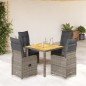 vidaXL 5-tlg. Garten-Bistro-Set mit Kissen Grau Poly Rattan vidaXL 5-tlg. Garten-Bistro-Set mit Kissen Grau Poly Rattan