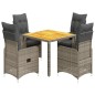 vidaXL 5-tlg. Garten-Bistro-Set mit Kissen Grau Poly Rattan vidaXL 5-tlg. Garten-Bistro-Set mit Kissen Grau Poly Rattan