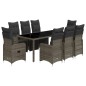 vidaXL 9-tlg. Garten-Bistro-Set mit Kissen Grau Poly Rattan vidaXL 9-tlg. Garten-Bistro-Set mit Kissen Grau Poly Rattan
