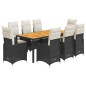 vidaXL 9-tlg. Garten-Bistro-Set mit Kissen Schwarz Poly Rattan vidaXL 9-tlg. Garten-Bistro-Set mit Kissen Schwarz Poly Rattan