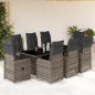 vidaXL 9-tlg. Garten-Bistro-Set mit Kissen Grau Poly Rattan vidaXL 9-tlg. Garten-Bistro-Set mit Kissen Grau Poly Rattan
