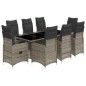 vidaXL 9-tlg. Garten-Bistro-Set mit Kissen Grau Poly Rattan vidaXL 9-tlg. Garten-Bistro-Set mit Kissen Grau Poly Rattan