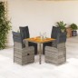 vidaXL 5-tlg. Garten-Bistro-Set mit Kissen Grau Poly Rattan vidaXL 5-tlg. Garten-Bistro-Set mit Kissen Grau Poly Rattan