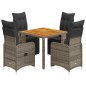 vidaXL 5-tlg. Garten-Bistro-Set mit Kissen Grau Poly Rattan vidaXL 5-tlg. Garten-Bistro-Set mit Kissen Grau Poly Rattan