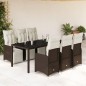 vidaXL 7-tlg. Garten-Bistro-Set mit Kissen Braun Poly Rattan vidaXL 7-tlg. Garten-Bistro-Set mit Kissen Braun Poly Rattan