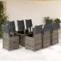 vidaXL 9-tlg. Garten-Bistro-Set mit Kissen Grau Poly Rattan vidaXL 9-tlg. Garten-Bistro-Set mit Kissen Grau Poly Rattan