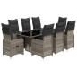vidaXL 9-tlg. Garten-Bistro-Set mit Kissen Grau Poly Rattan vidaXL 9-tlg. Garten-Bistro-Set mit Kissen Grau Poly Rattan