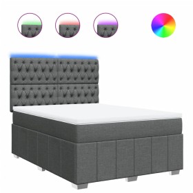 vidaXL Boxspringbett mit Matratze Dunkelgrau 140x190 cm Stoff