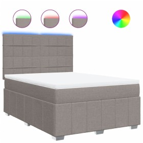 vidaXL Boxspringbett mit Matratze Taupe 140x190 cm Stoff