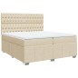 vidaXL Boxspringbett mit Matratze Creme 200x200 cm Stoff vidaXL Boxspringbett mit Matratze Creme 200x200 cm Stoff