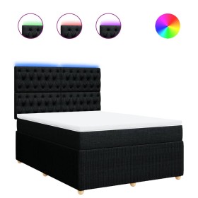 vidaXL Boxspringbett mit Matratze Schwarz 140x190 cm Stoff