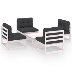 5-tlg. Garten-Lounge-Set mit Kissen Kiefer Massivholz