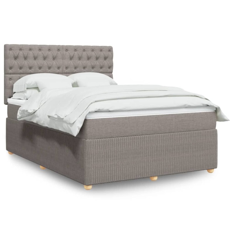vidaXL Boxspringbett mit Matratze Taupe 140x190 cm Stoff vidaXL Boxspringbett mit Matratze Taupe 140x190 cm Stoff