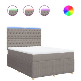 vidaXL Boxspringbett mit Matratze Taupe 140x190 cm Stoff