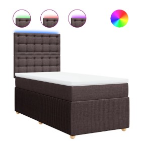 vidaXL Boxspringbett mit Matratze Dunkelbraun 100x200 cm Stoff