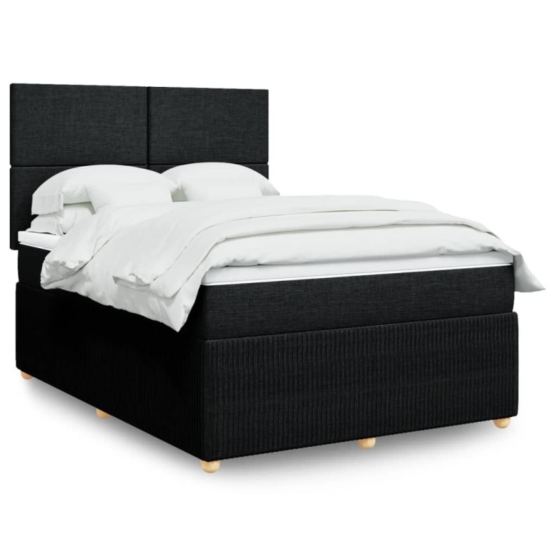 vidaXL Boxspringbett mit Matratze Schwarz 140x200 cm Stoff vidaXL Boxspringbett mit Matratze Schwarz 140x200 cm Stoff