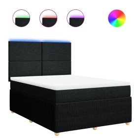 vidaXL Boxspringbett mit Matratze Schwarz 140x200 cm Stoff