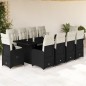 vidaXL 11-tlg. Garten-Bistro-Set mit Kissen Schwarz Poly Rattan vidaXL 11-tlg. Garten-Bistro-Set mit Kissen Schwarz Poly Rattan