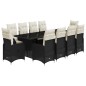 vidaXL 11-tlg. Garten-Bistro-Set mit Kissen Schwarz Poly Rattan vidaXL 11-tlg. Garten-Bistro-Set mit Kissen Schwarz Poly Rattan